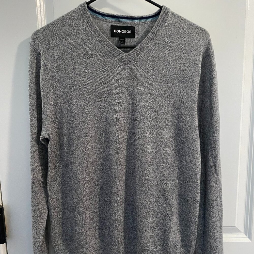 Bonobos 100% Extra Fine Merino Wool VNeck Gray Men's Sweater